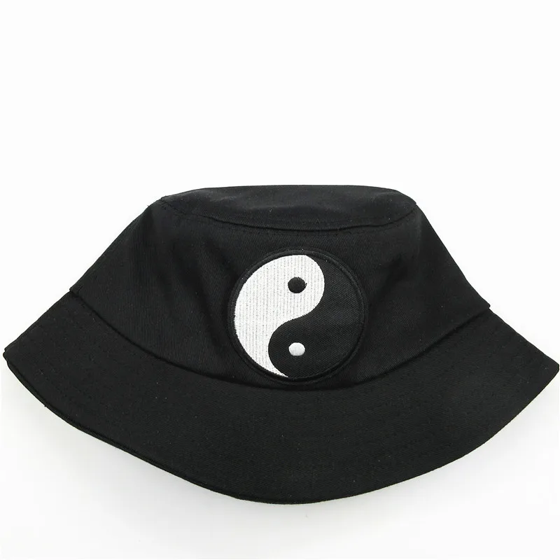 

2021 China Tai Chi Embroidery Cotton Bucket Hat Fisherman Hat Outdoor Travel Sun Cap Hats for Men and Women 140