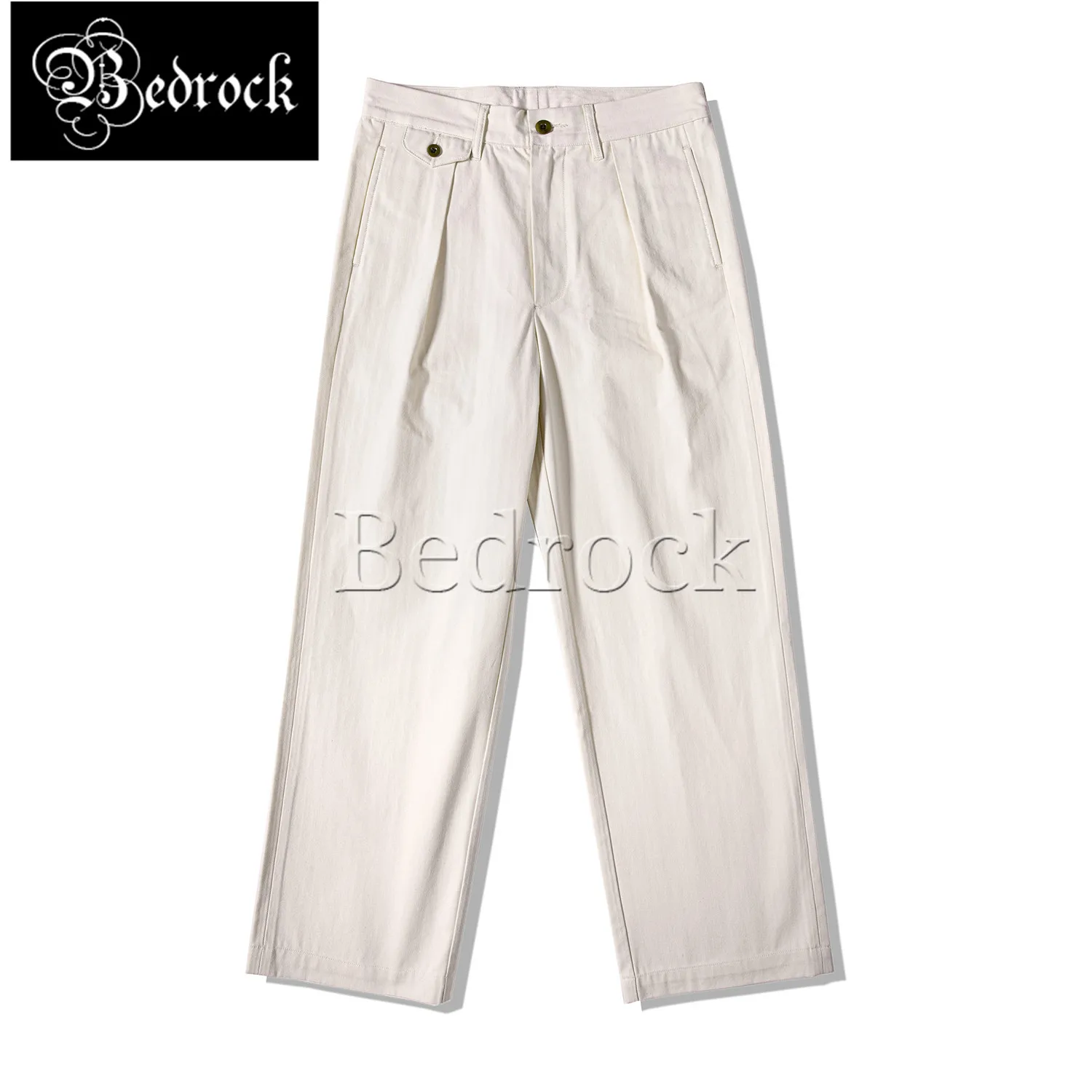 Men Cargo Pants Loose Overalls Wide Leg Straight High Waist Vintage White Governor Uniform Trousers Hbt Fabric Pleated Pants