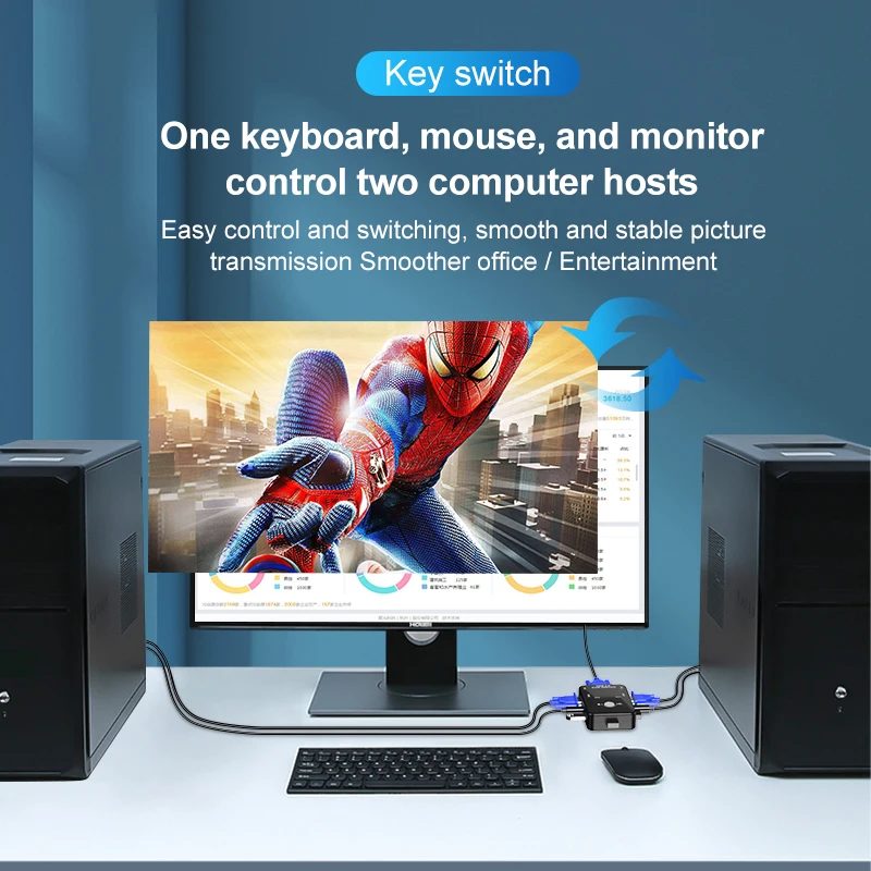 Oullx kvm-USBキーボード,アダプター,スイッチ用の電源ケーブル2.0ボックス