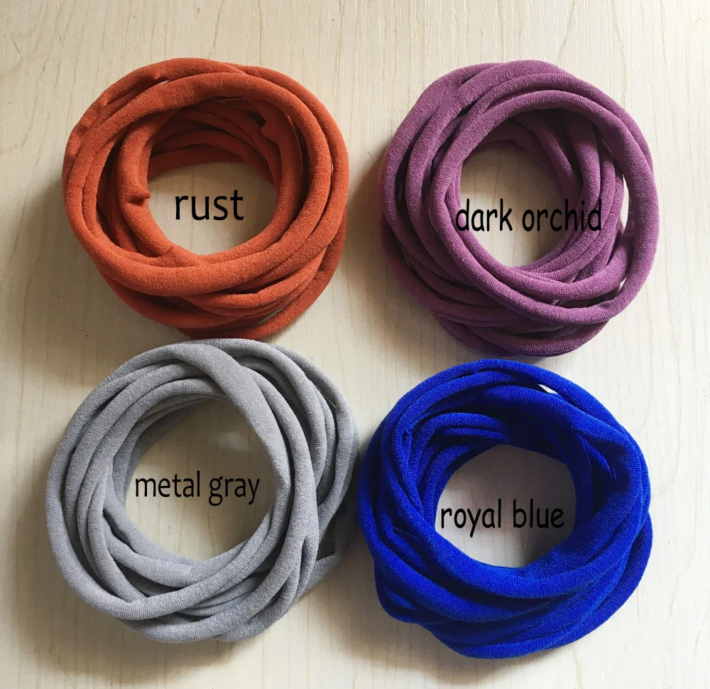 500 pcs/lot, New Solid Color Nylon Elastic Headbands Super Soft Stretchy Nylon Headbands, one size fits most