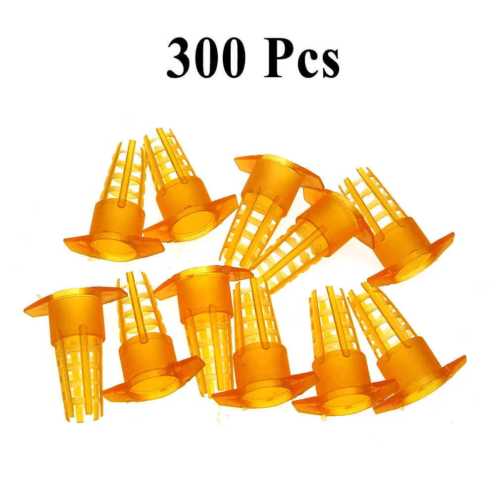 

300PCS Beekeeping Bee Queen Cage Protective Cover Larva Rearing Plastic Honeycomb Cages Cell Protection King Cap Supplies Tools