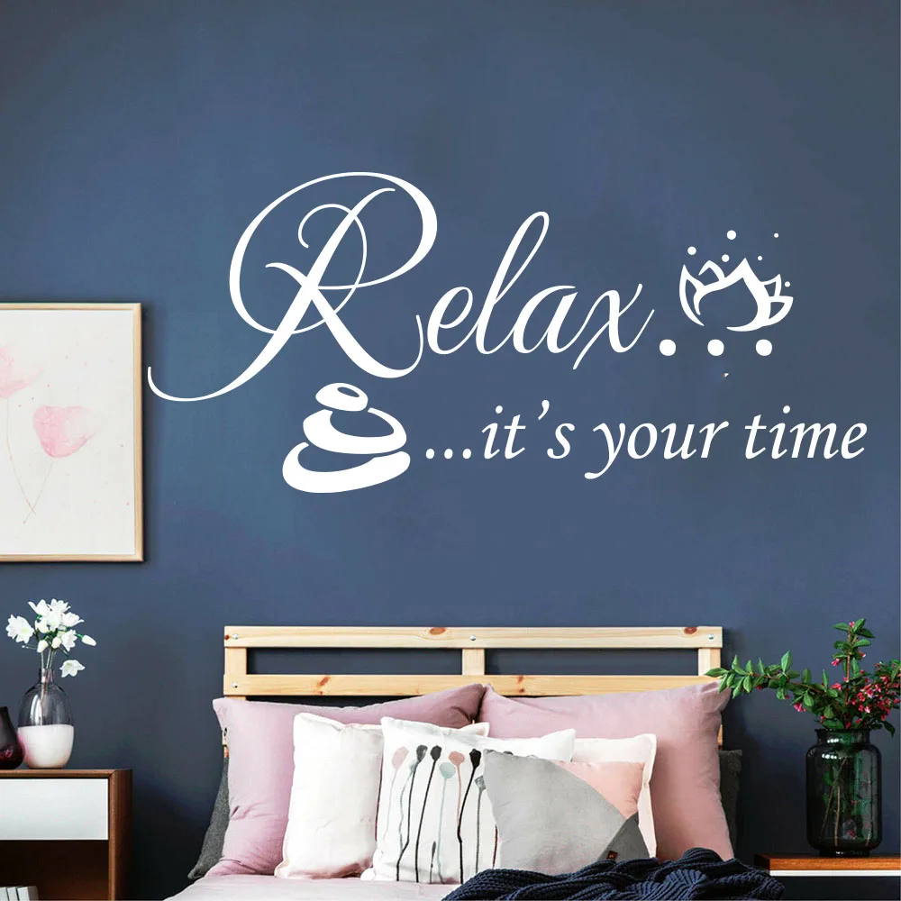 

Modern Spa Beauty Salon Relax It's Your Time Wall Sticker Bathroom Yoga Studio Massage Quote Wall Decal Home Decor