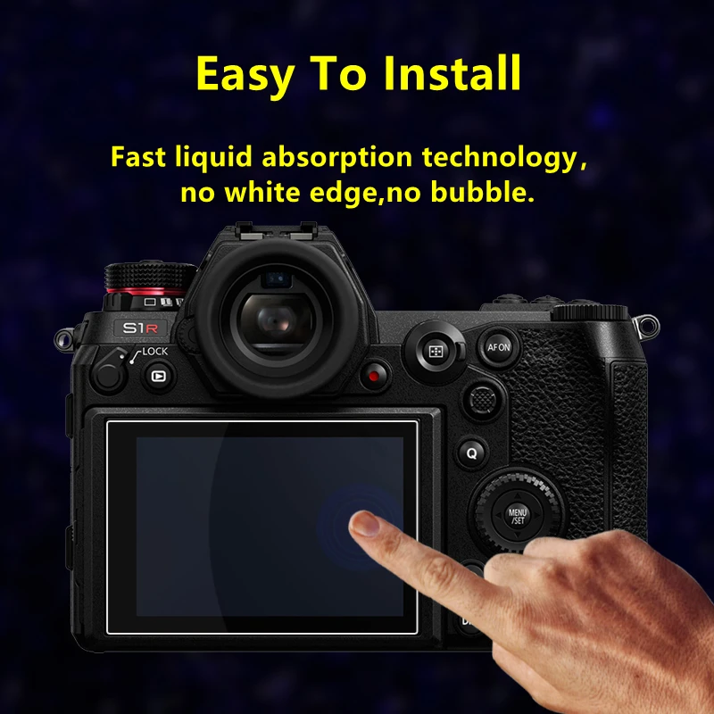 Protector de pantalla LCD principal de vidrio autoadhesivo para cámara Panasonic LUMIX S1/S1R + película protectora de pantalla de información
