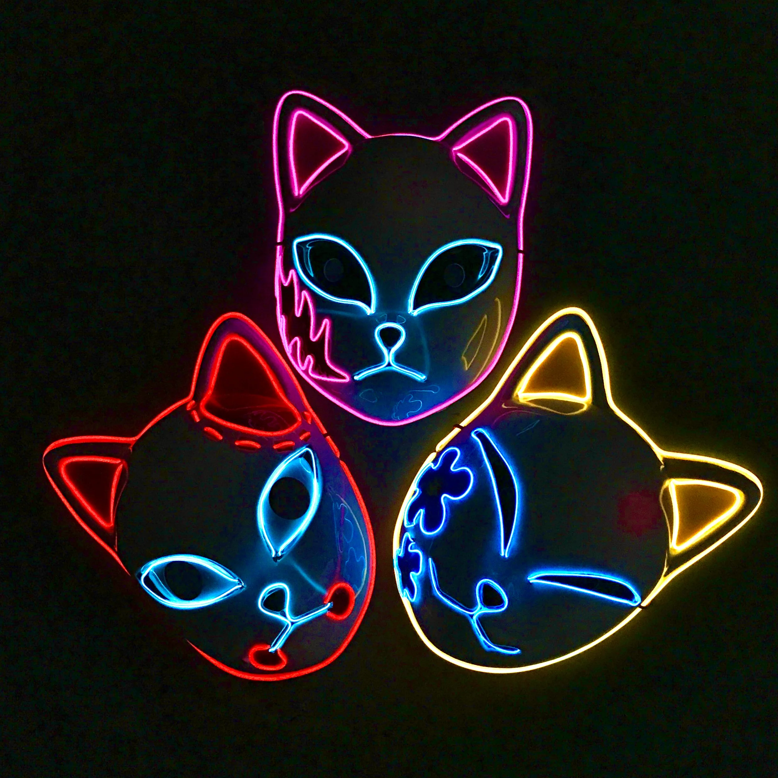 Halloween Mask Vendetta EL Wire Mask Flashing Cosplay LED neon Costume Anonymous Mask for Glowing Dance Carnival Party Masks
