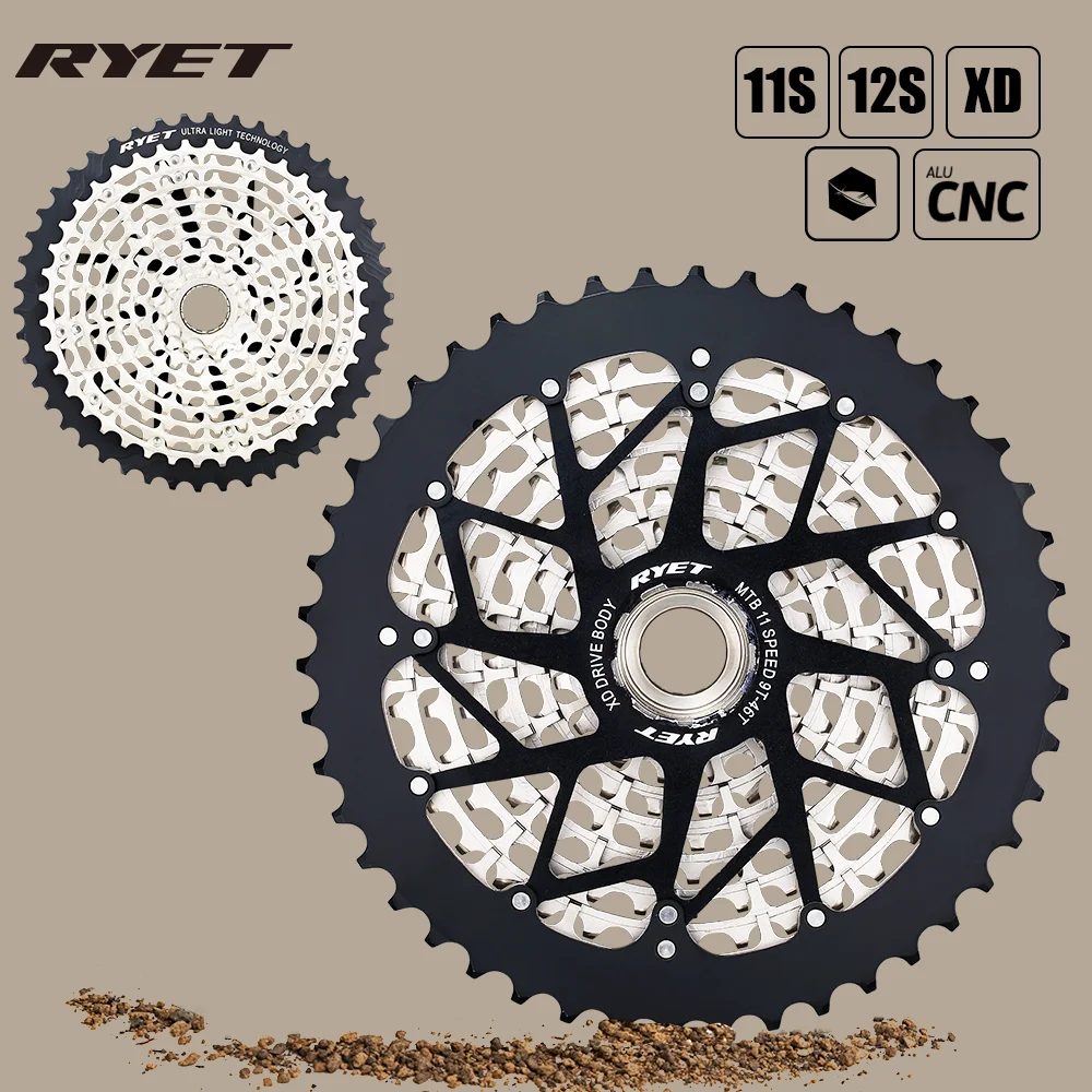 

RYET ULT 11 Cassette Speed 9-46T MTB XD Core Ultralight 363g Steel Durable Ultimate11s Sprocket 9-46 k7 511% Range FOR Bicycle