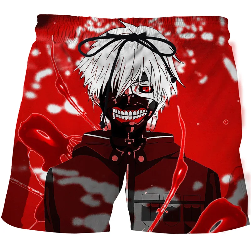 Summer Fashion Thin Beach shorts Anime Cosplay Tokyo Ghoul 3D Printed Mens Streetwear Hip Hop Shorts Loose Casual Sweat Shorts