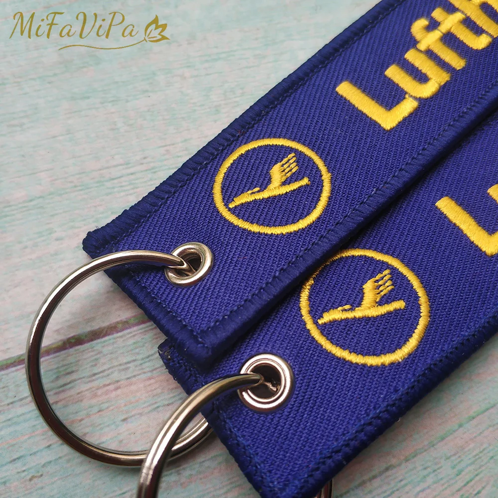 5 PCS/LOT MiFaViPa Blue Lufthansa Keychain Fashion Trinket Strap Embroidery Aviation Key Chain for Men Gift Luggage Tag Keyrings view 3