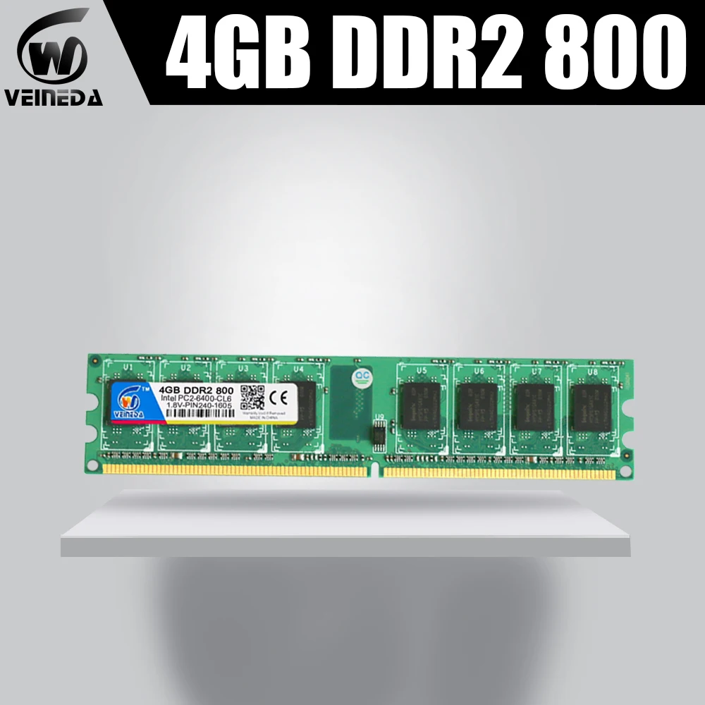 VEINEDA memory ram  DDR2 800Mhz/667Mhz 4gb Super Speed Memoria Ram For Inter，Amd  pc2 6400  533MHZ for Motherboard Desktop