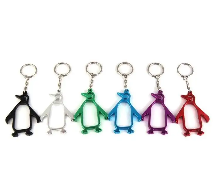 1200 Pcs/lot Penguin Metal Bottle Opener Can opener with Keyring Keychain Promotional Gift SN1870