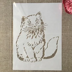 29cm A4 Cute Fat White Cat DIY Layering Stencils Painting Scrapbook Coloring Embossing Album Decorative Template