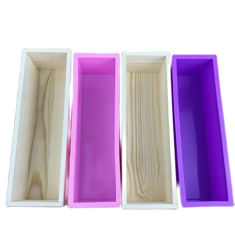 1200g Rectangle Bloom Soap Molds Wooden Box With Lid Large Capacity Silicone Loaf Mould Soap Craft Making Handicrafts Soap Hand