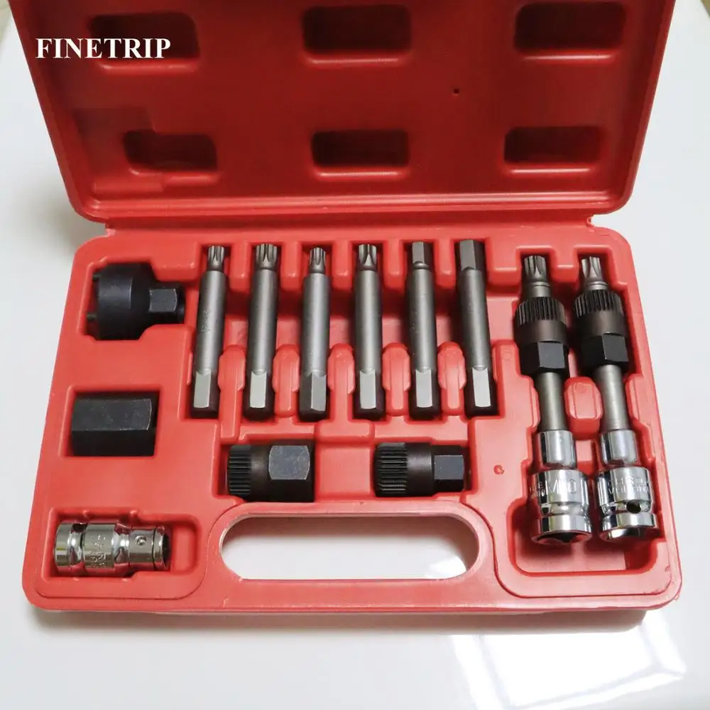 FINETRIP Hot Sale 1Set 13Pc Professional Alternator  Freewheel Pulley Removal tool Car Repair Tools formercedes for benz for bmw