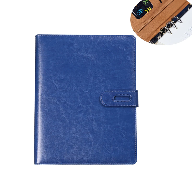 

B5 Ring Binder Notebook Business PU Leather Diary Cover Blue Wine Black Office 680g