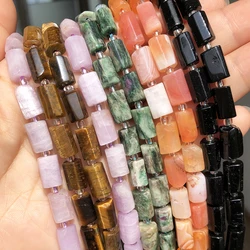 Natural Faceted Tiger Eye Agates Purple Kunzite Quartz Crystal Apatite Stone Beads For Jewelry DIY Making Bracelet Accessories