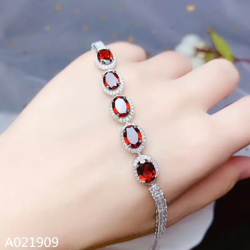 

KJJEAXCMY boutique jewelry 925 sterling silver inlaid natural Garnet female bracelet support detection luxurious