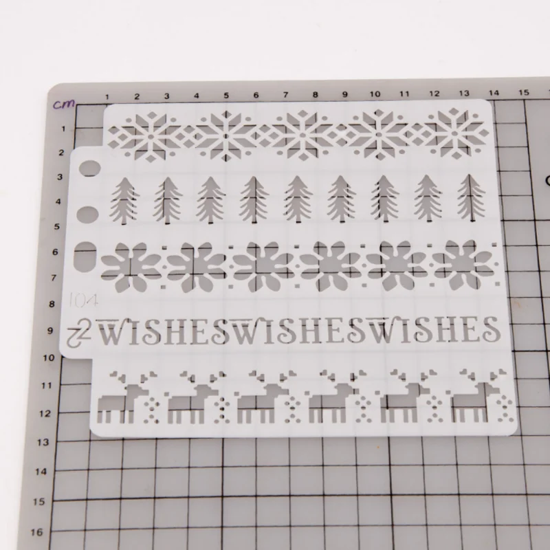 2 Sheet Christmas Stencils DIY Walls Layering Painting Template Decoration Scrapbooking Diary Stamp Coloring Embossing Reusable