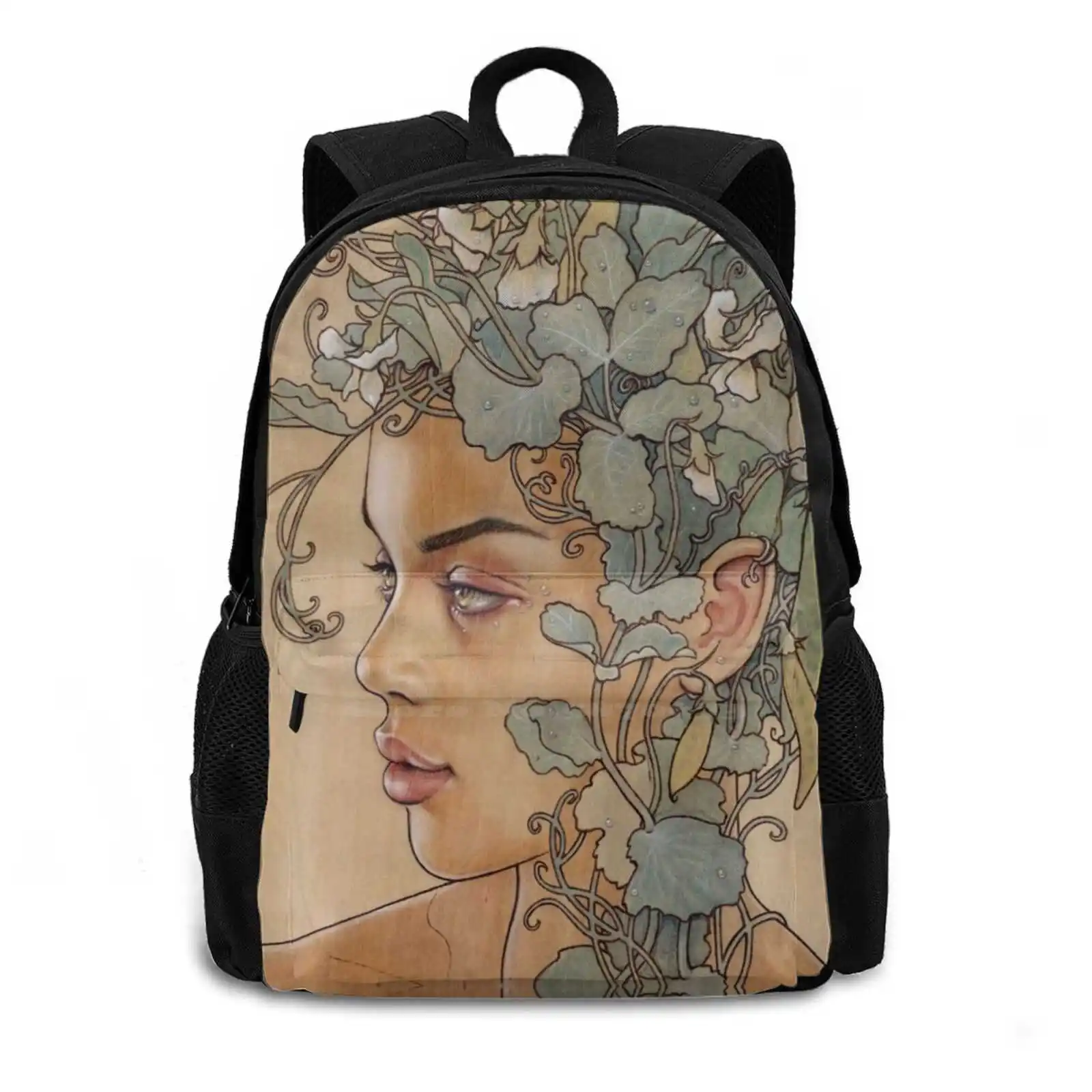 Fabaceae School Bag Big Capacity Backpack Laptop 15 Inch Fabaceae Beans Peas Pods Flowers Pyrography Wood Burning Helfer