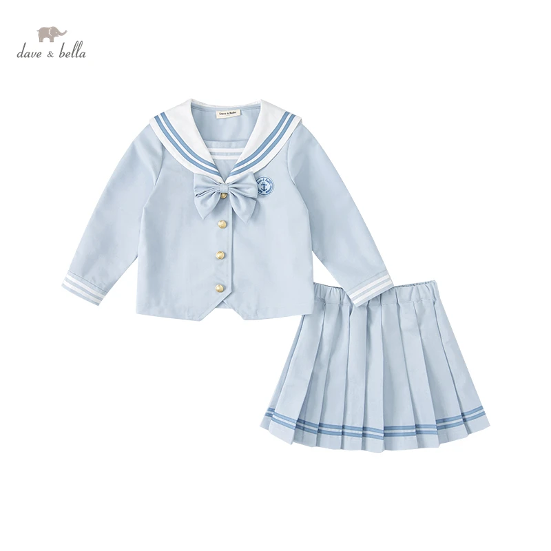 DK1220439 Dave bella winter 5Y-13Y  girls cartoon letter clothing sets children lovely suits high quality clothes girls outfit