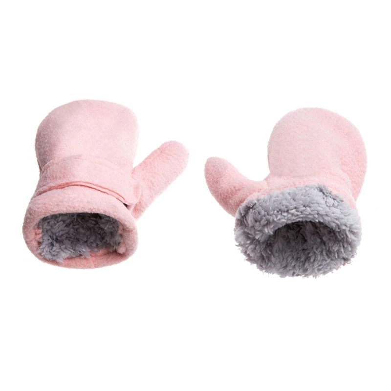 Toddler Infant Winter Mittens Lined with Fleece Easy-on Baby Boy Girls Warm Thick Children Windproof Gloves Outdoor Hand Warmers