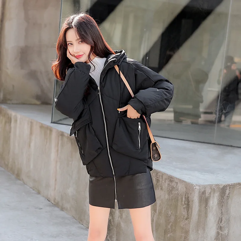 Casual สั้น Parka Overcoat ผู้หญิง2019ฤดูหนาวแฟชั่นกระเป๋าขนาดใหญ่หนาเสื้อแจ็คเก็ตลง Padding ฝ้าย Outerwear Mujer