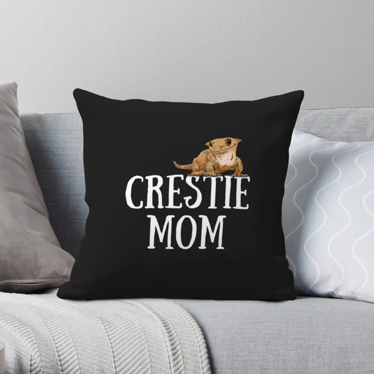 Crestie Mom Gecko Square Pillowcase Polyester Linen Velvet Printed Zip Decor Pillow Case Room Cushion Cover