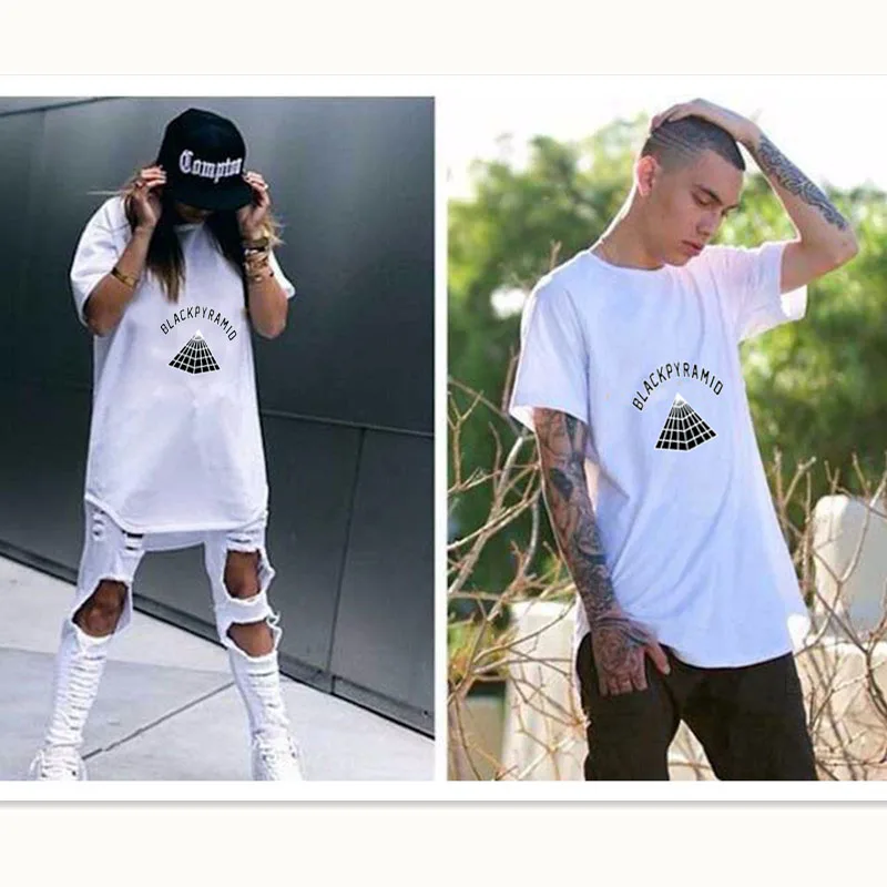 Fashion T Shirt Men Women  Chris Brown New Brand BLACK PYRAMID Rap Hip Hop Men Extend T-shirt Justin Bieber Summer Cotton Tees