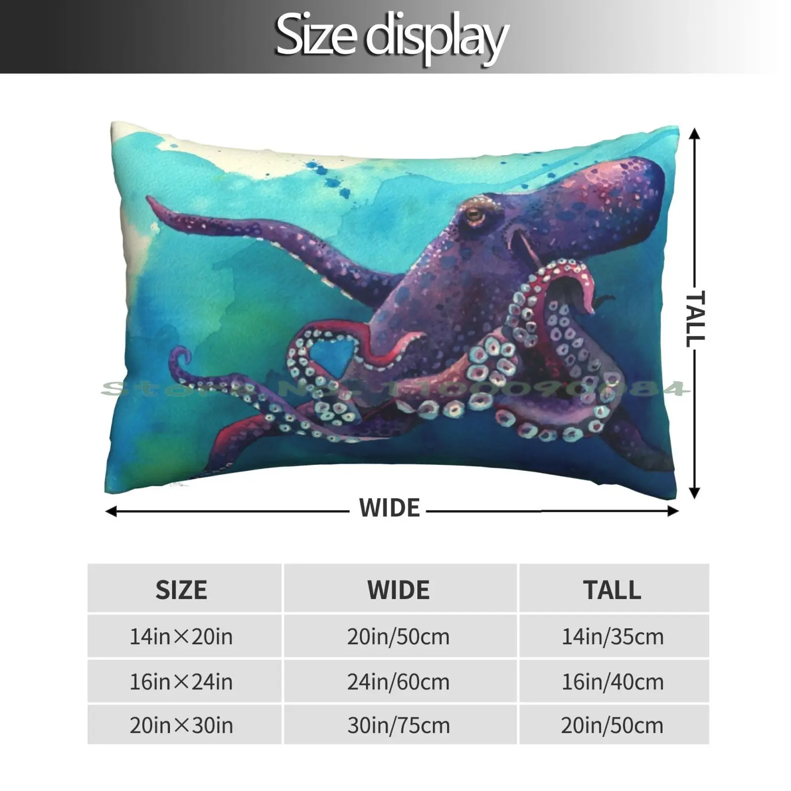 Purple Octopus Hovers Pillow Case 20x30 50*75 Sofa Bedroom Octopus Purple Blue Pink Sea Creature Underwater Ocean Jcphillipps