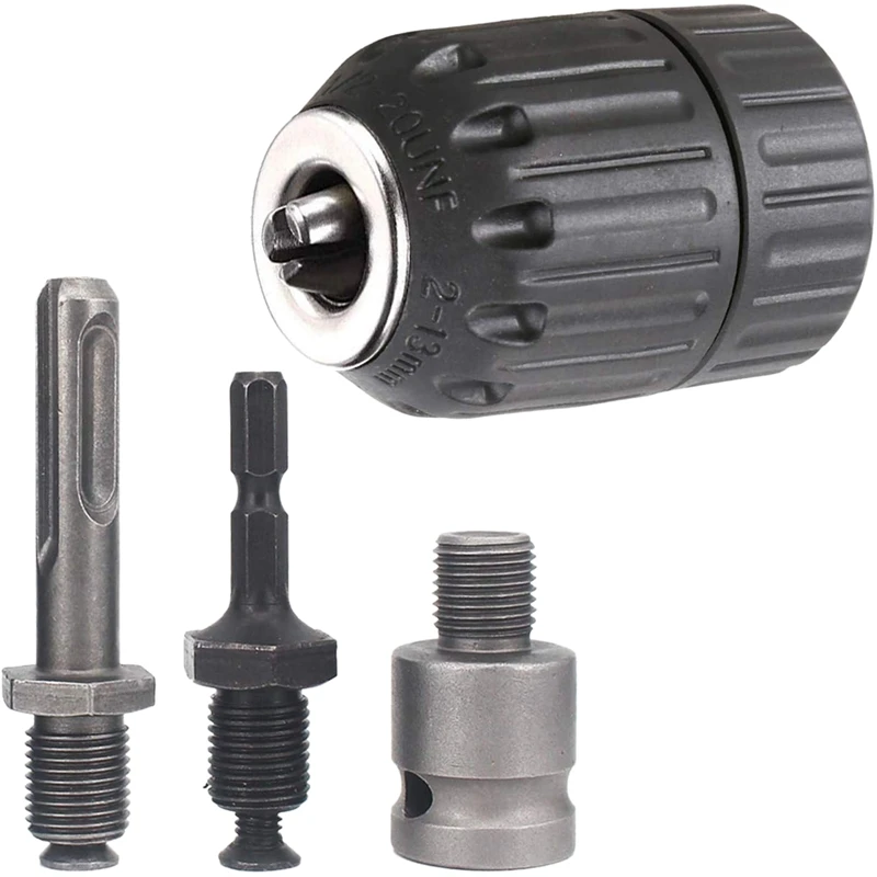 

4PCS Keyless Drill Chuck Conversion Tools, 13mm Keyless Drill Chuck, Used for Impact Wrench Conversion Hardware Tools