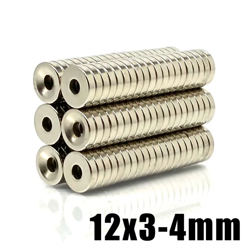 10/20/50/100/200/500 pz 12x3 fori 4MM anello magneti rotondi al neodimio con foro nuovo 12*3MM 12x3-4