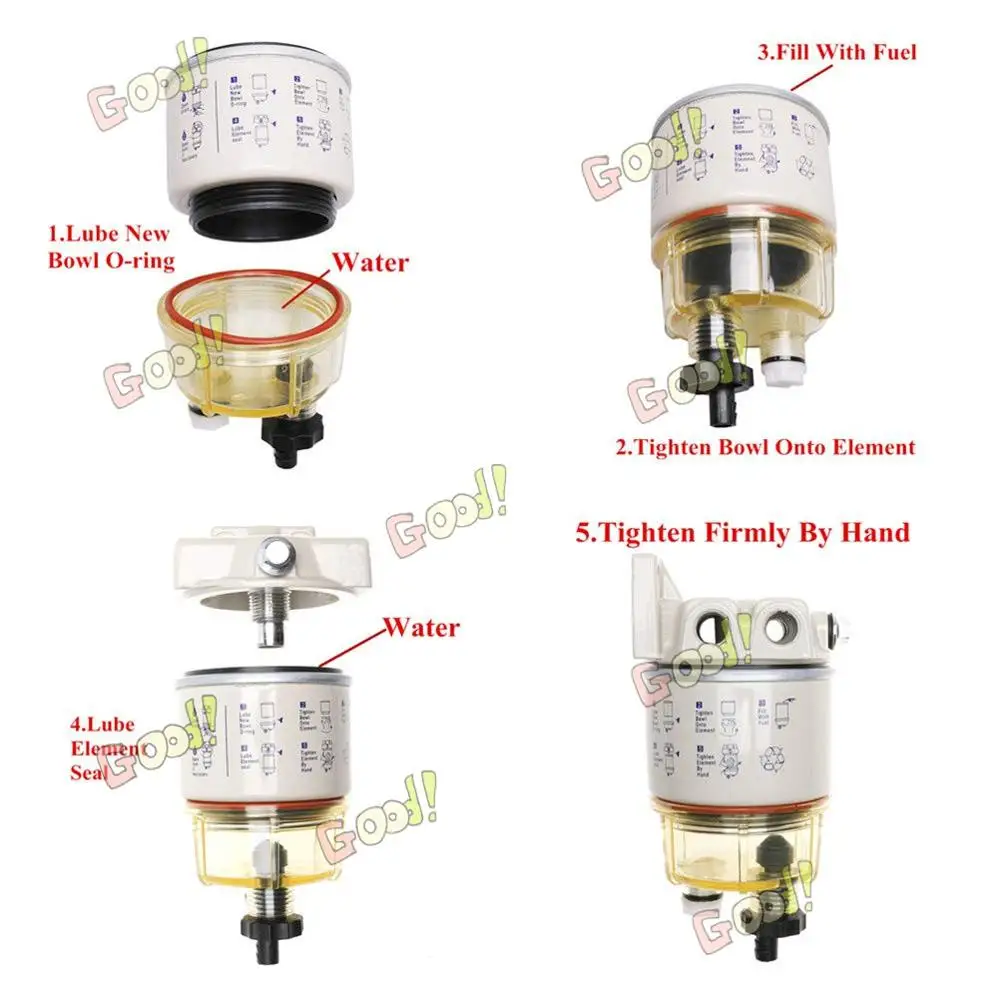 R12T Fuel Filter/Water Separator 120AT NPT ZG1/4-19 Automotive Parts Complete Fits Diesel Engine(Include Four Fittings)