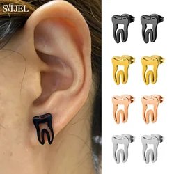 New Dentist Tooth Stud Earrings for Women Men Doctor Nurse Minimalist Jewelry Unique Black Small Earring Medical Graduation Gift