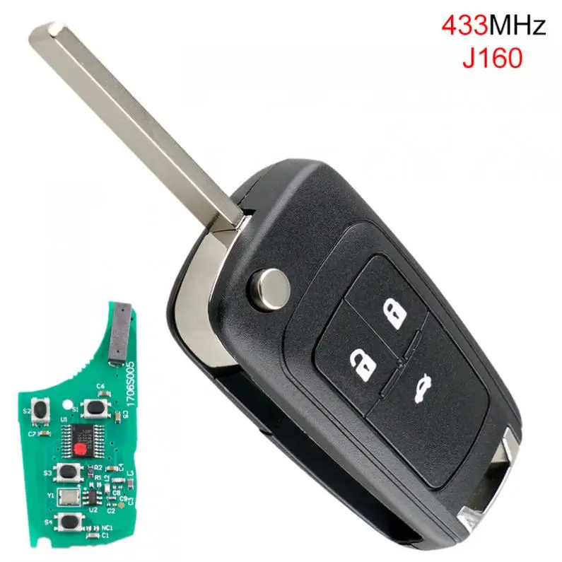 433 MHz 3 Buttons Foldable Car Remote Key Fob with ID46 Chip for Opel Vauxhall Insignia Astra 2009-2014