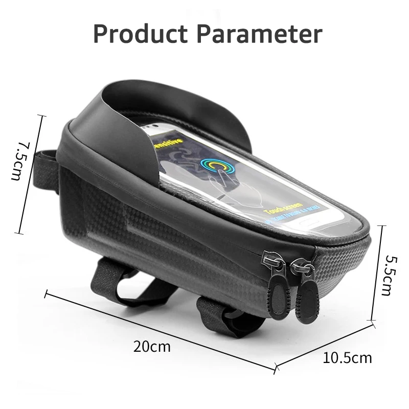 Rainproof Bicycle Bag Bike Frame Front Top Tube Phone Bag Cycling Waterproof Mobile Phone Holder with Touchscreen Bag Case 7inch