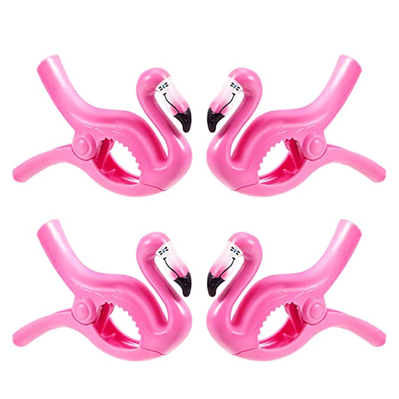 Flamingo Shape Clothes Peg Beach Towels Clips for Sunbeds Sun Lounger Quilt Retaining Clamp Clothespin Plastic Windproof Clips