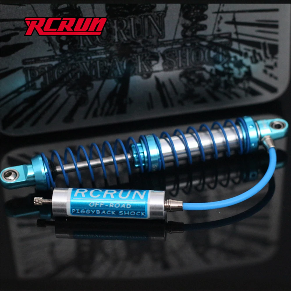 RCRUN Oil Piggyback Shock with Remote Reservoir Adjustable for 1/10 RC Crawler Axial SCX10 RR10 Wraith CAPRA TRX4 TRX6 RGT 86100