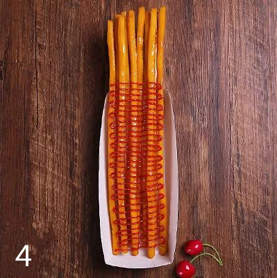 عرض بطاطس مقلية طويلة جدًا ، نموذج وجبات خفيفة مقلية ، نموذج بطاطس تايوانية طويلة جدًا ، عينة طعام مزيف