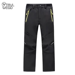 TRVLWEGO Child Ski Pants Trekking Travel Hiking Boy Girl Waterproof Breathable Soft Shell Thick The Latest Camping Trousers