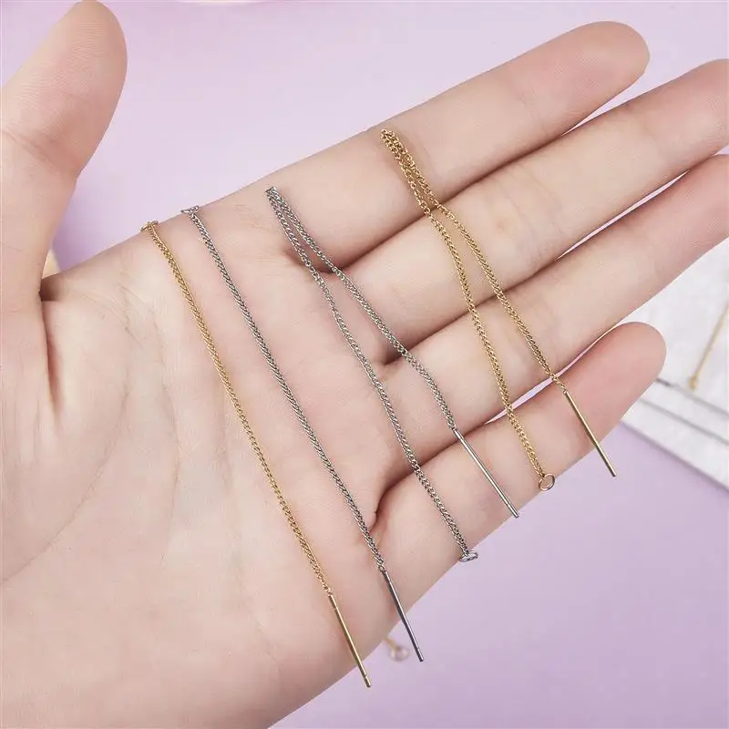 10Pcs Earrings Wire Stainless Steel Drop Ear Line Dangle Earring Chain For DIY Jewelry Making Findings Gold Silver Color