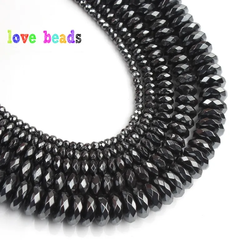 4x2/3x2/6x3/8x4/10x4mm Natural Black Hematites Flat Stone Spacer Loose beads For Fashion Accessories Jewellery Making 15\'\'