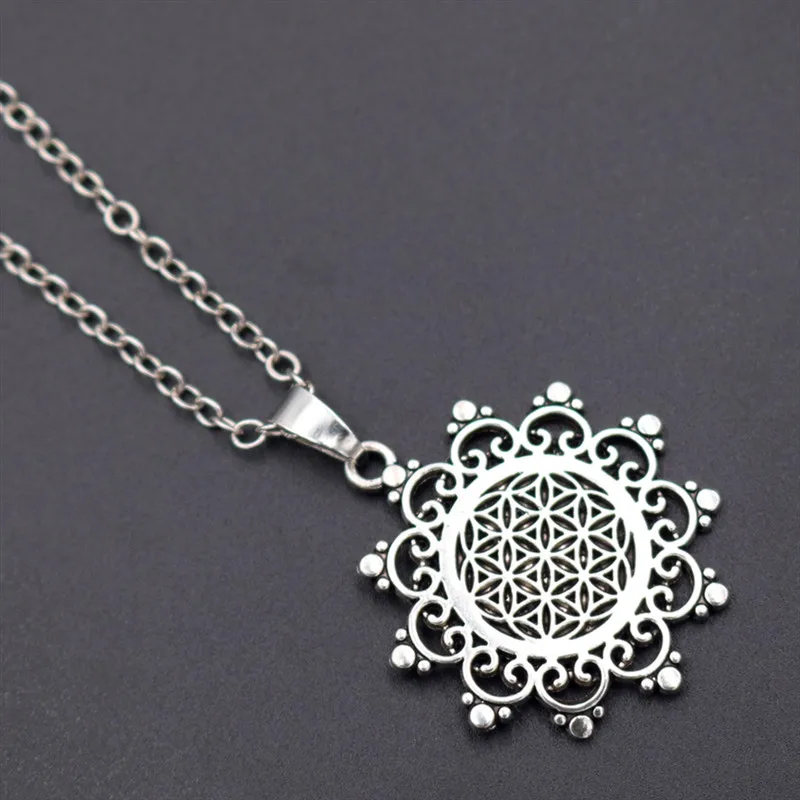 Flower of Life Charms Mandala Charms Mercaba Life Spirit Digital Secret Charm Fashion Sports Yoga Charms DIY Metal Necklace 1pcs