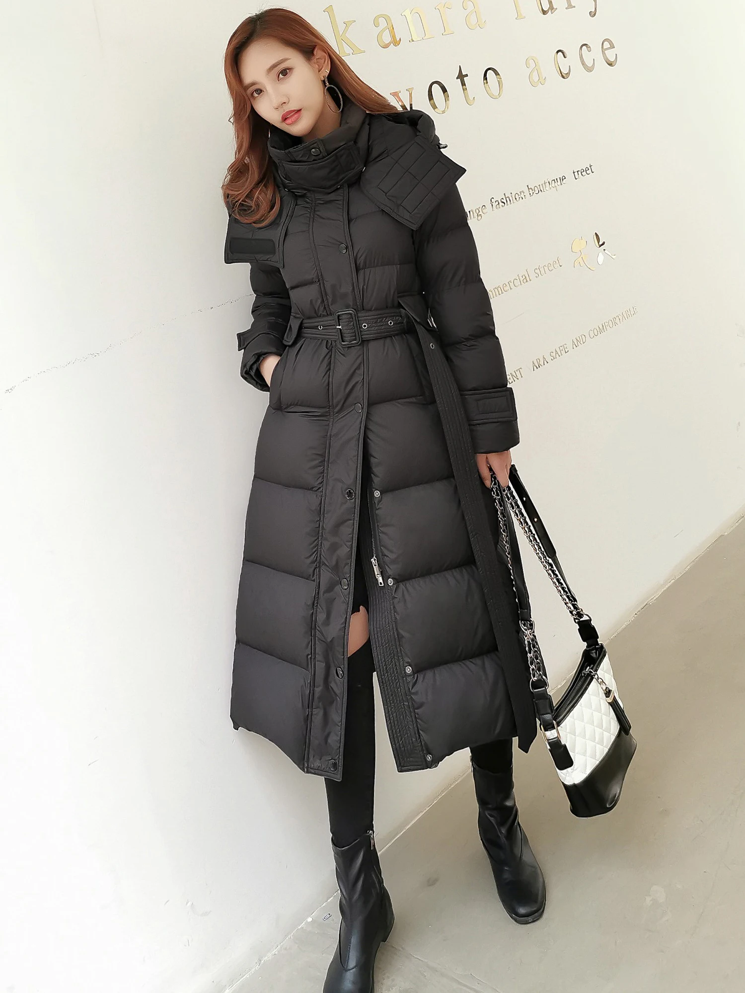 Piumino invernale da donna moda nuova giacca con cappuccio addensare 4XL taglia blu nero bianco
