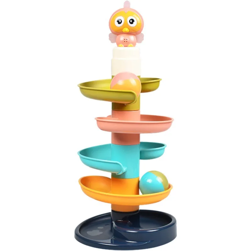 Baby Brick Marble Race Run Rotating Runway Big Size Ball Pagoda Track Building Blocks Slide Toy For Kids