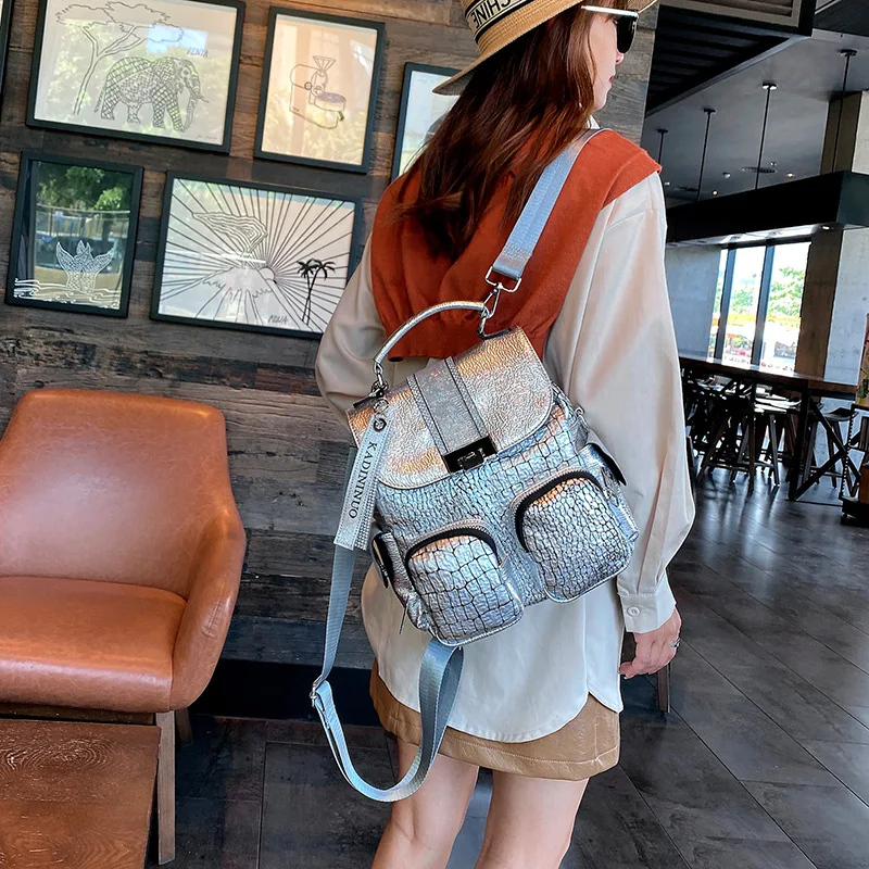 Women High Quality Backpack 2021 Fashion Girl Schoolbag Female Snake Pattern Leather Shoulder Bags Ladies Daily Travel Backpacks