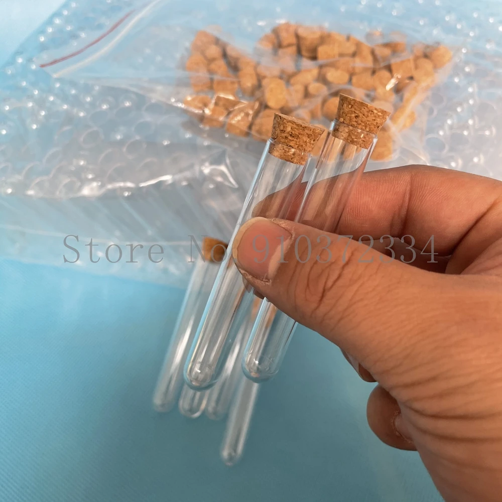 500pcs 13x78mm School Lab Clear Plastic Test Tubes With Corks Caps, Wedding Favor Gift Tube, Party Candy Container