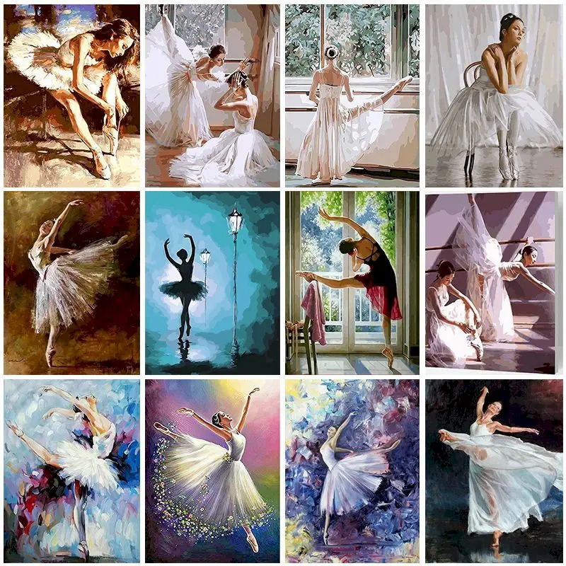 Gatyztory Ballerina Paint By Numbers For Adults Kids Handpainted Figure Oil Painting Canvas Drawing DIY Gift Home Wall Decor Fra