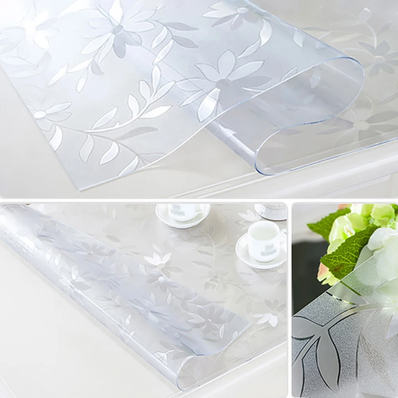 Soft Glass Tablecloth PVC table cloth Clear/Matte Oilproof Waterproof Kitchen Dining table cover for table