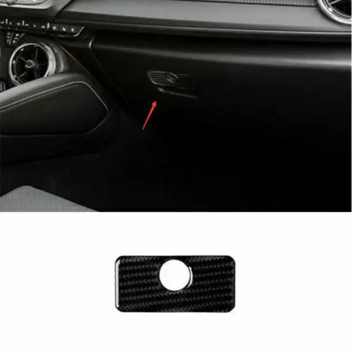 Carbon Fiber Copilot Storage Box Handle Cover Trim for Chevrolet Camaro 2017-19