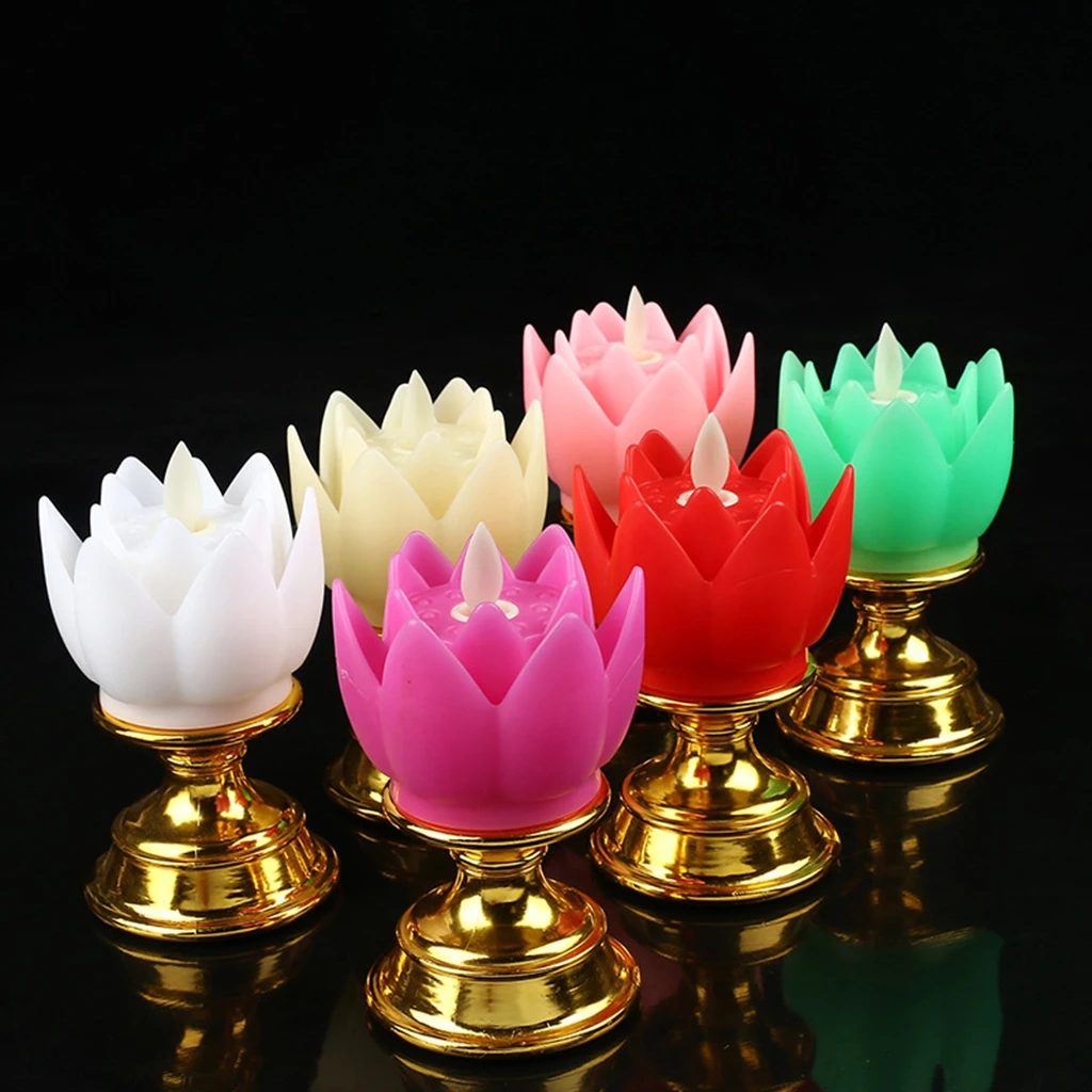 Lotus Lamp Solemn Holy Exquisite Creative for Altar Buddhist Supplies Temple Decoration Yoga Shrine Desktop