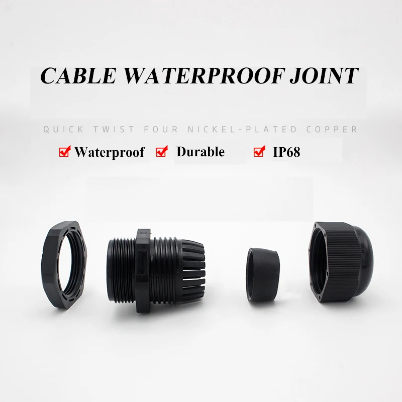 20Pcs  Waterproof Cable Gland Cable Entry Nylon Plastic Connector Joint IP68 PG21 White/Black