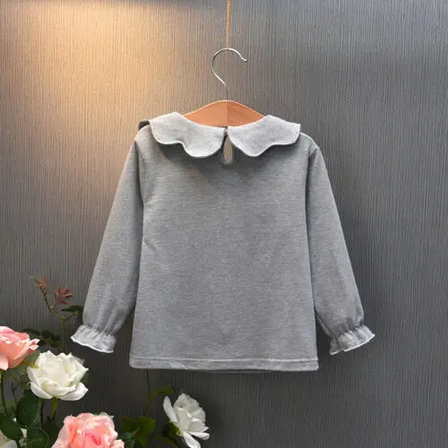 Toddler Kid Baby Girl Collar T shirt top Bowknot manica lunga Bottoming Tee camicetta abbigliamento Casual